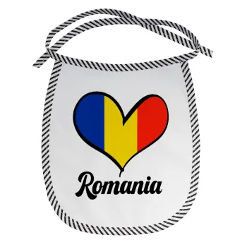 Romania flag, Σαλιάρα μωρού αλέκιαστη με κορδόνι Μαύρη