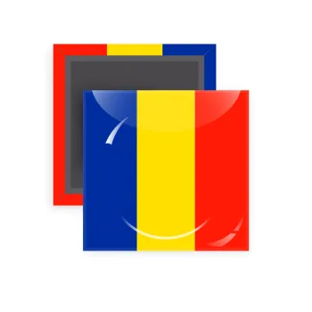 Romania flag, Μαγνητάκι ψυγείου τετράγωνο διάστασης 5x5cm