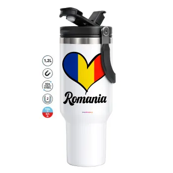 Romania flag, Mega Travel Mug / Travel Mug, double walled (thermal) 1.2L