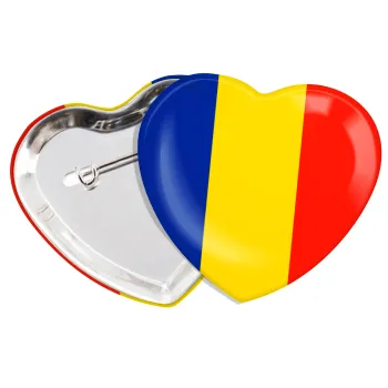 Romania flag, Κονκάρδα παραμάνα καρδιά (57x52mm)