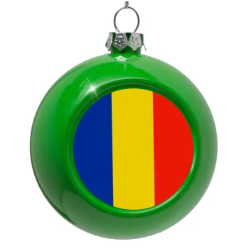 Romania flag, Green Christmas tree ornament bauble 8cm