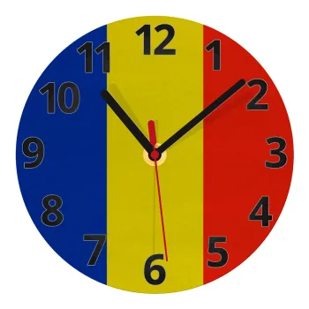 Romania flag, Ρολόι τοίχου γυάλινο (20cm)