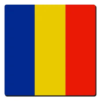 Romania flag, Τετράγωνο μαγνητάκι ξύλινο 6x6cm