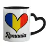 Mug heart black handle, ceramic, 330ml