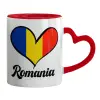 Mug heart red handle, ceramic, 330ml
