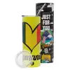 Neon Yellow Travel Tumbler θερμό, μεταλλικό καλαμάκι(Ανωξείδωτο 304 Food grade, BPA free, 600ml)