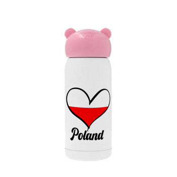 Poland flag, Ροζ ανοξείδωτο παγούρι θερμό (Stainless steel), 320ml