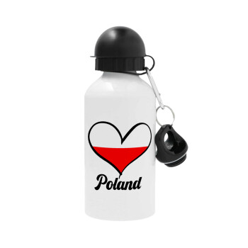 Poland flag, Μεταλλικό παγούρι νερού, Λευκό, αλουμινίου 500ml