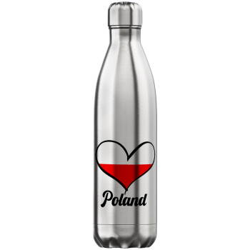 Poland flag, Inox (Stainless steel) hot metal mug, double wall, 750ml