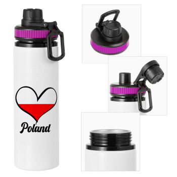 Poland flag, Metallic water bottle with safety lid, 850ml aluminum