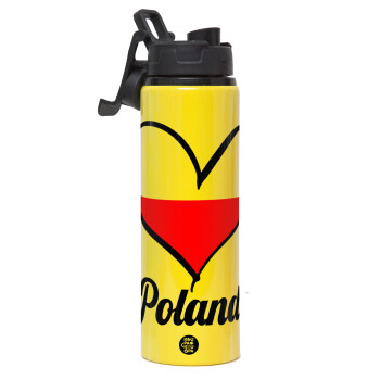 Poland flag, Metallic water bottle with safety lid, 850ml aluminum