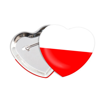 Poland flag, Κονκάρδα παραμάνα καρδιά (57x52mm)