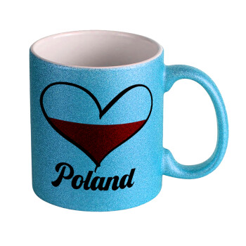 Poland flag, Κούπα Σιέλ Glitter που γυαλίζει, κεραμική, 330ml