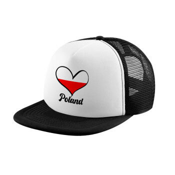 Poland flag, Καπέλο Ενηλίκων Soft Trucker με Δίχτυ Black/White (POLYESTER, ΕΝΗΛΙΚΩΝ, UNISEX, ONE SIZE)