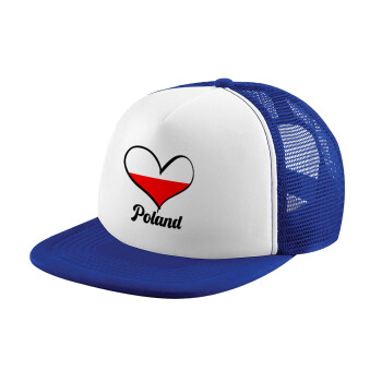Poland flag, Καπέλο Soft Trucker με Δίχτυ Blue/White 
