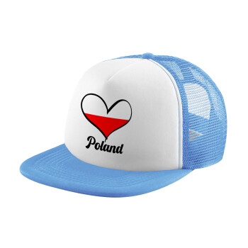 Poland flag, Καπέλο Soft Trucker με Δίχτυ Γαλάζιο/Λευκό