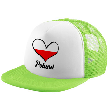 Poland flag, Καπέλο Soft Trucker με Δίχτυ Πράσινο/Λευκό