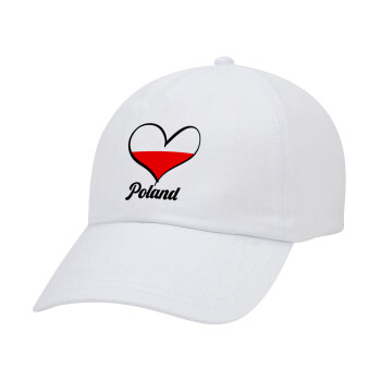 Poland flag, Καπέλο ενηλίκων Jockey Λευκό (snapback, 5-φύλλο, unisex)