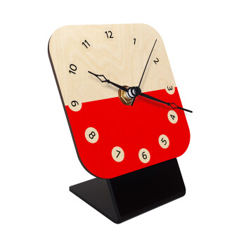 Poland flag, Επιτραπέζιο ρολόι σε φυσικό ξύλο (10cm)