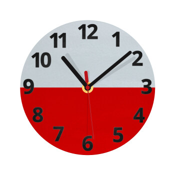 Poland flag, Ρολόι τοίχου γυάλινο (20cm)