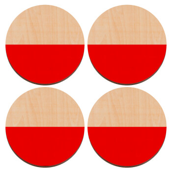 Poland flag, ΣΕΤ x4 Σουβέρ ξύλινα στρογγυλά plywood (9cm)