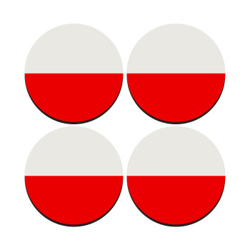 Poland flag, ΣΕΤ 4 Σουβέρ ξύλινα στρογγυλά (9cm)