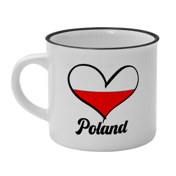 Poland flag, Κούπα κεραμική vintage Λευκή/Μαύρη 230ml