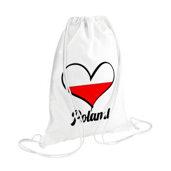Poland flag, Τσάντα πλάτης πουγκί GYMBAG λευκή (28x40cm)