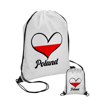Poland flag, Τσάντα πουγκί με μαύρα κορδόνια (1 τεμάχιο)