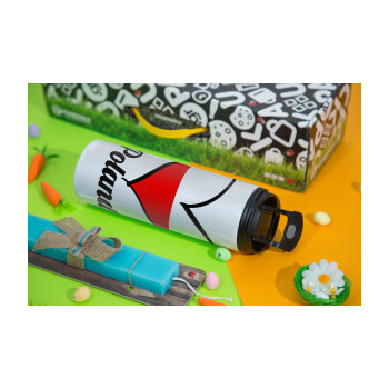 Poland flag, Easter candle,Travel Tumbler 2 Lids, with metal straw & cleaning brush & aromatic flat candle (30cm) (BLUE)