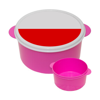 Poland flag, ΡΟΖ παιδικό δοχείο φαγητού (lunchbox) πλαστικό (BPA-FREE) Lunch Βox M16 x Π16 x Υ8cm