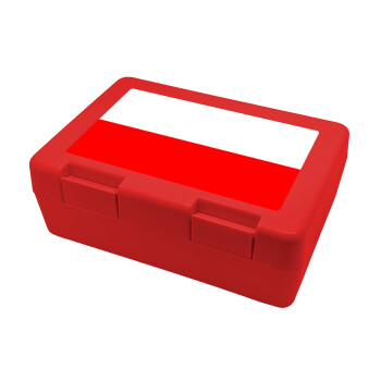 Poland flag, Παιδικό δοχείο κολατσιού ΚΟΚΚΙΝΟ 185x128x65mm (BPA free πλαστικό)
