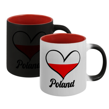 Poland flag, Κούπα Μαγική εσωτερικό κόκκινο, κεραμική, 330ml που αλλάζει χρώμα με το ζεστό ρόφημα (1 τεμάχιο)