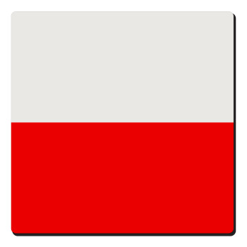 Poland flag, Τετράγωνο μαγνητάκι ξύλινο 6x6cm