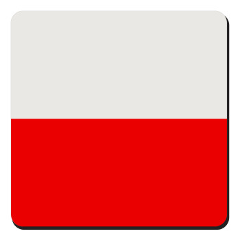 Poland flag, Τετράγωνο μαγνητάκι ξύλινο 9x9cm