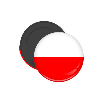 Poland flag, Μαγνητάκι ψυγείου στρογγυλό διάστασης 5cm