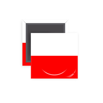 Poland flag, Μαγνητάκι ψυγείου τετράγωνο διάστασης 5x5cm