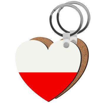Poland flag, Μπρελόκ Ξύλινο καρδιά MDF