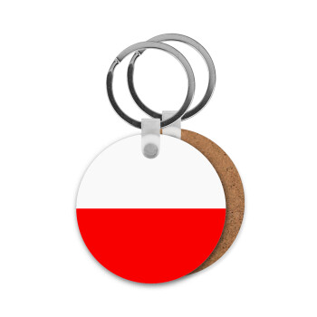 Poland flag, Μπρελόκ Ξύλινο στρογγυλό MDF Φ5cm