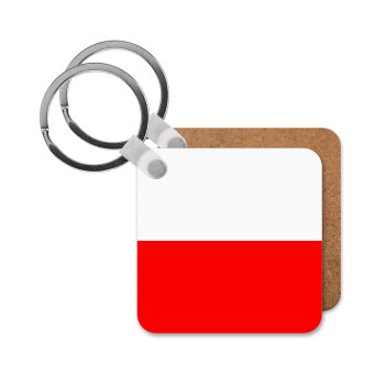 Poland flag, Μπρελόκ Ξύλινο τετράγωνο MDF