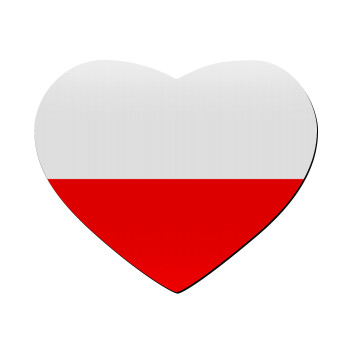 Poland flag, Mousepad καρδιά 23x20cm
