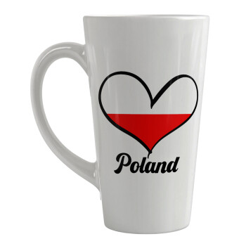 Poland flag, Κούπα κωνική Latte Μεγάλη, κεραμική, 450ml