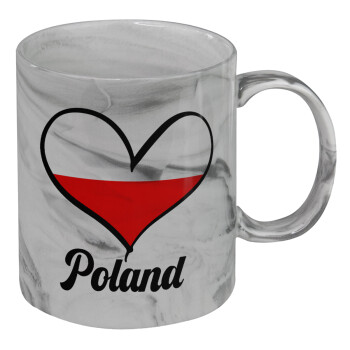 Poland flag, Mug ceramic marble style, 330ml