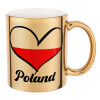 Poland flag, Κούπα κεραμική, χρυσή καθρέπτης, 330ml