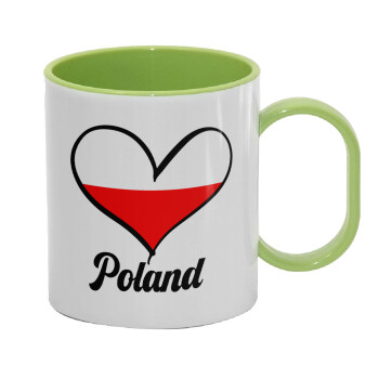 Poland flag, Κούπα (πλαστική) (BPA-FREE) Polymer Πράσινη για παιδιά, 330ml