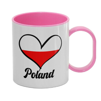 Poland flag, Κούπα (πλαστική) (BPA-FREE) Polymer Ροζ για παιδιά, 330ml