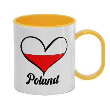 Poland flag, Κούπα (πλαστική) (BPA-FREE) Polymer Κίτρινη για παιδιά, 330ml