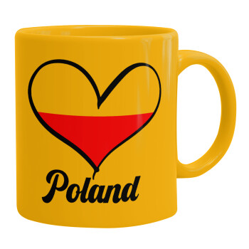 Poland flag, Κούπα, κεραμική κίτρινη, 330ml (1 τεμάχιο)