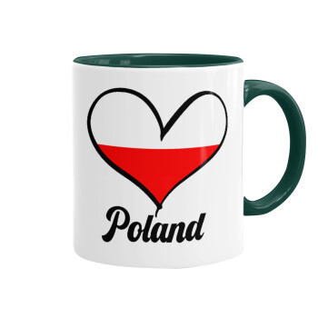Poland flag, Κούπα χρωματιστή πράσινη, κεραμική, 330ml