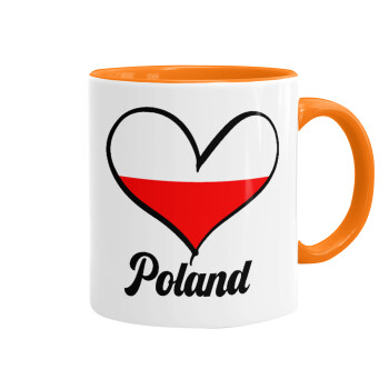 Poland flag, Mug colored orange, ceramic, 330ml